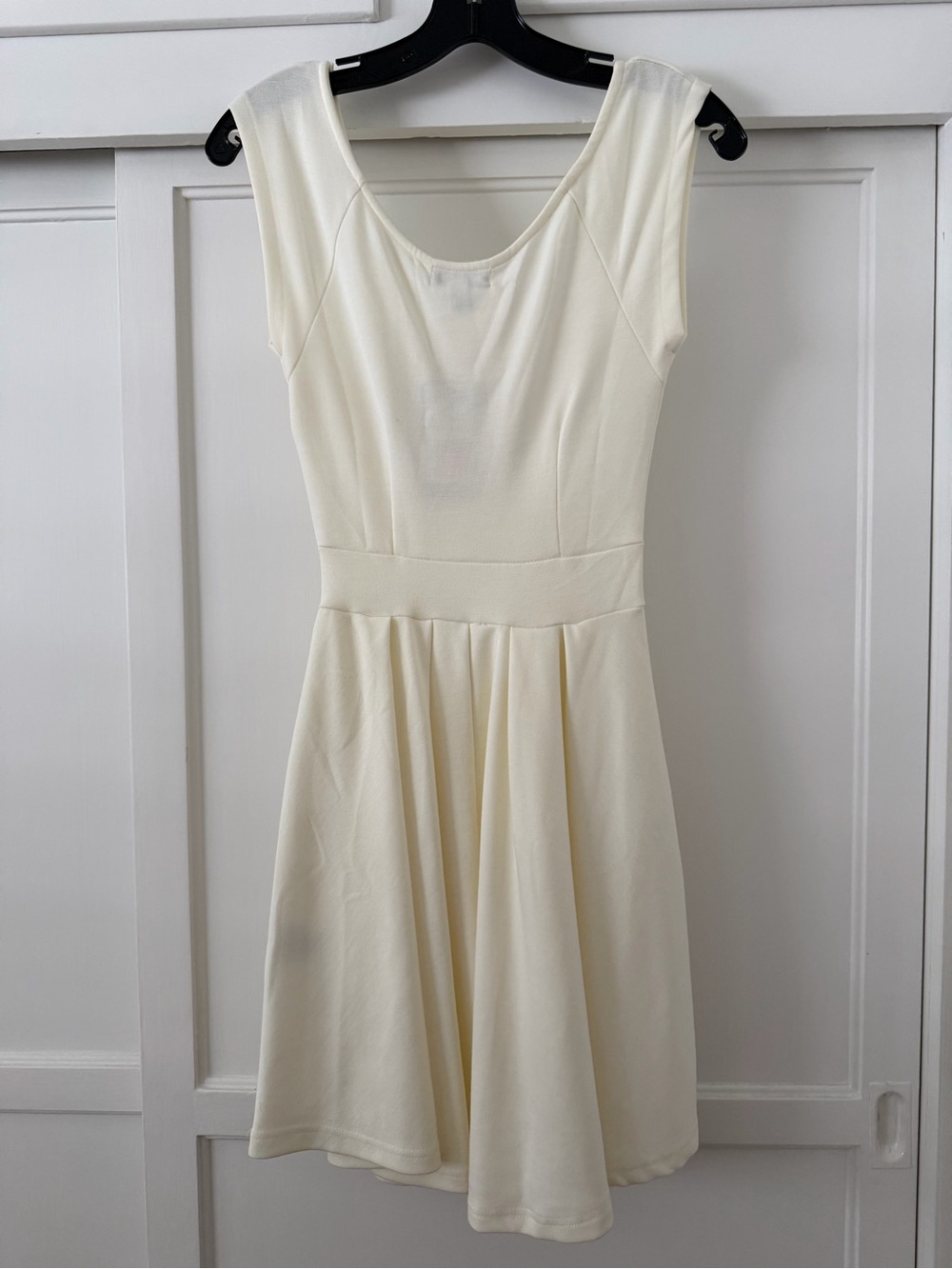 Cotton On- Ivory Scoop Neck Fit-and-Flare Dress-XS